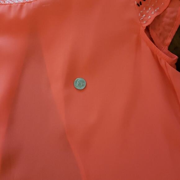 HARPER BRIGHT ORANGE TOP W/ BEADING SZ S - Picture 6 of 7